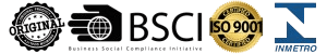Selos de qualidade: Original, BSCI, ISO 9001 e INMETRO